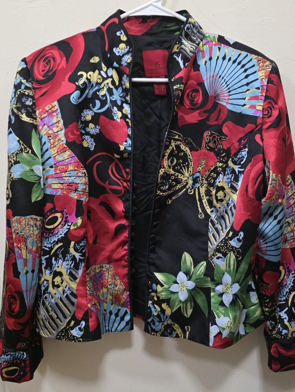 JS Collections 100% Silk Vintage Oriental Printed Floral Design